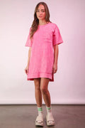 Plus Size Mineral Washed Knit Shift Mini Dress