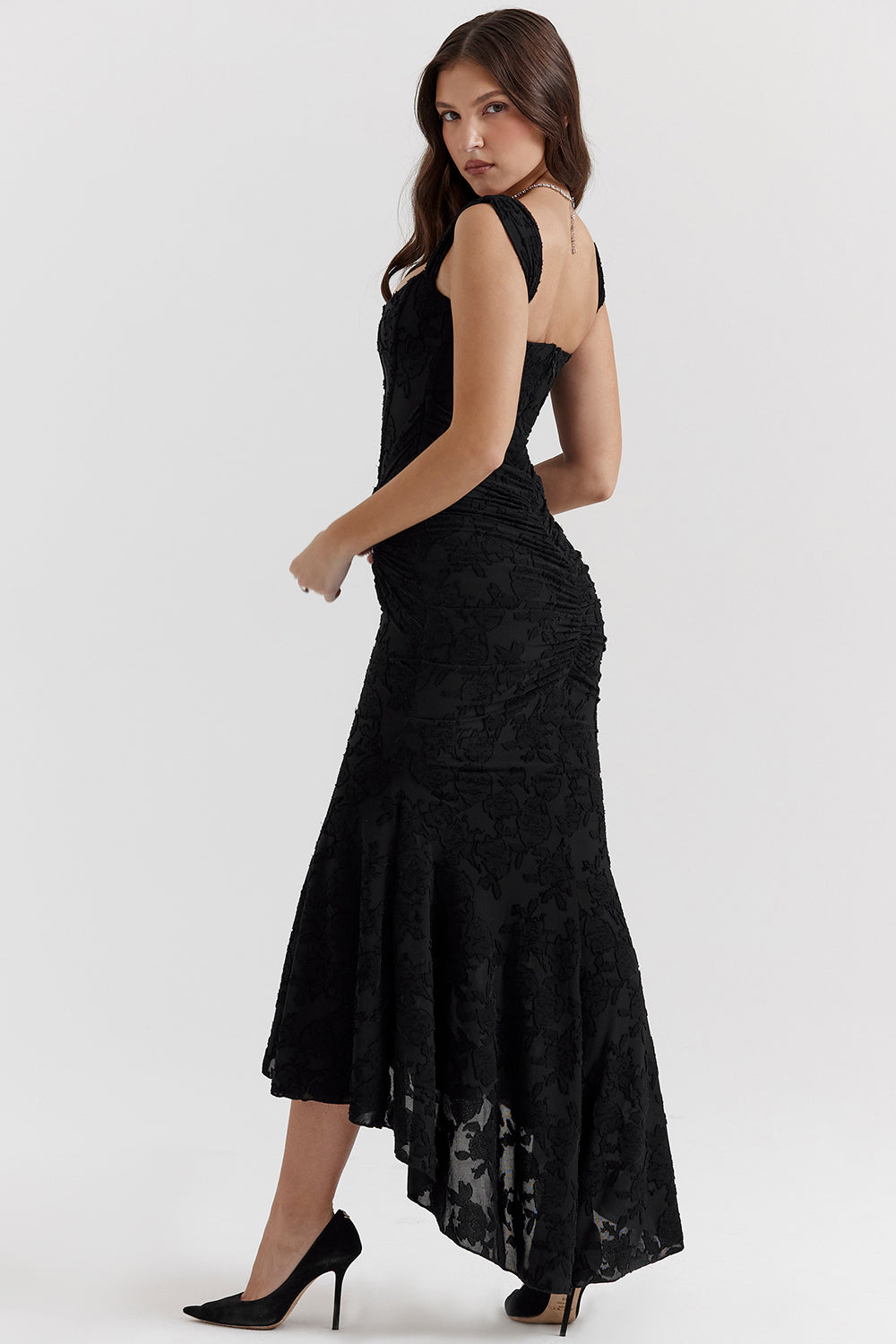 Lace Sculpted Corset Maxi Dress