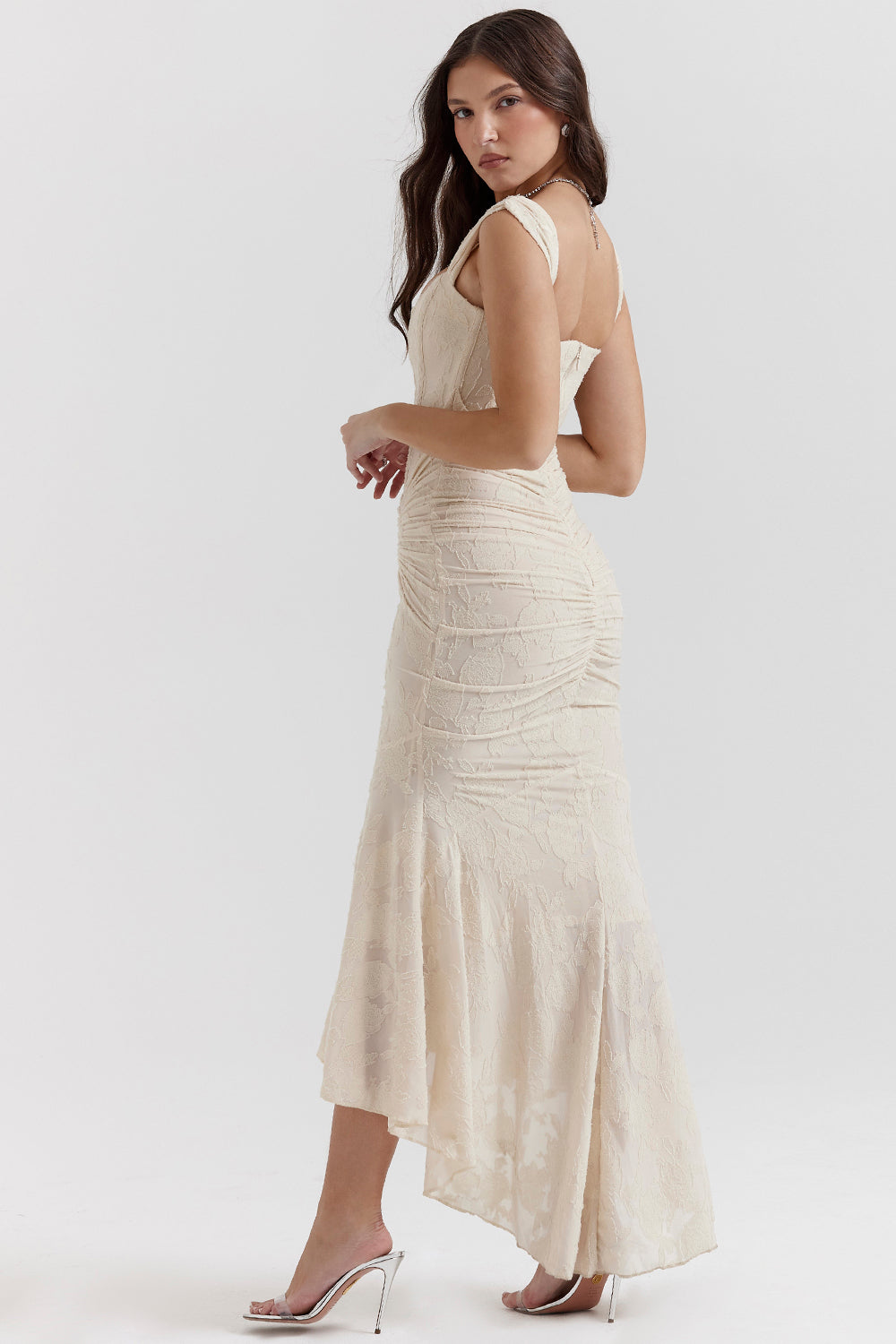 Lace Sculpted Corset Maxi Dress