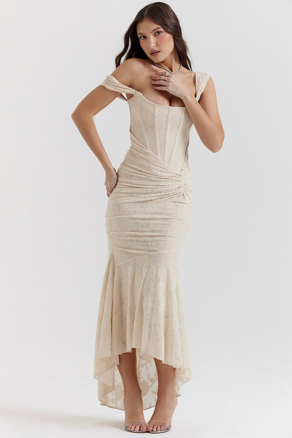 Lace Sculpted Corset Maxi Dress