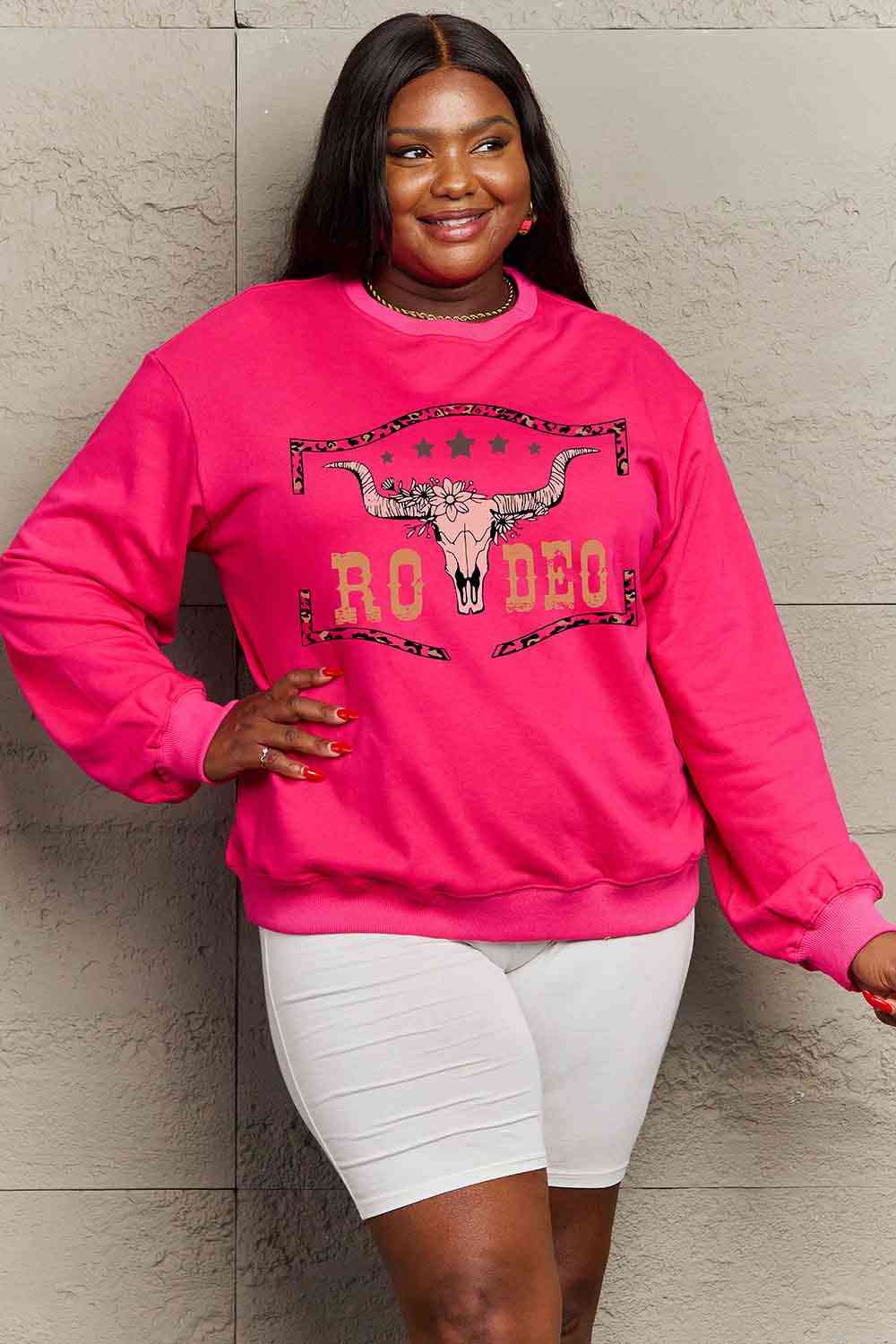 Full Size Round Neck Dropped Shoulder Graphic Sweatshirt