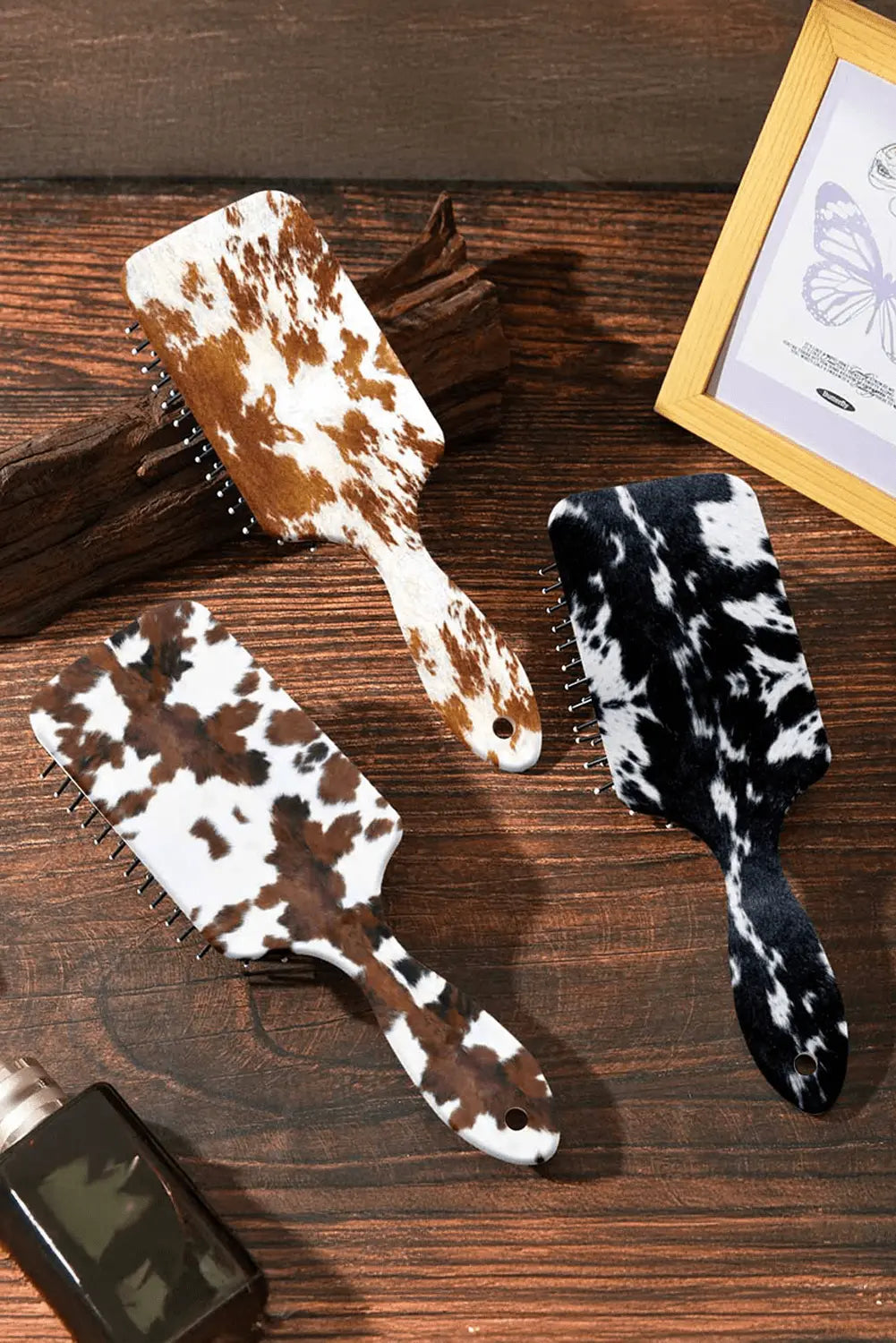 Chestnut Cow Print Hair Brush Comb