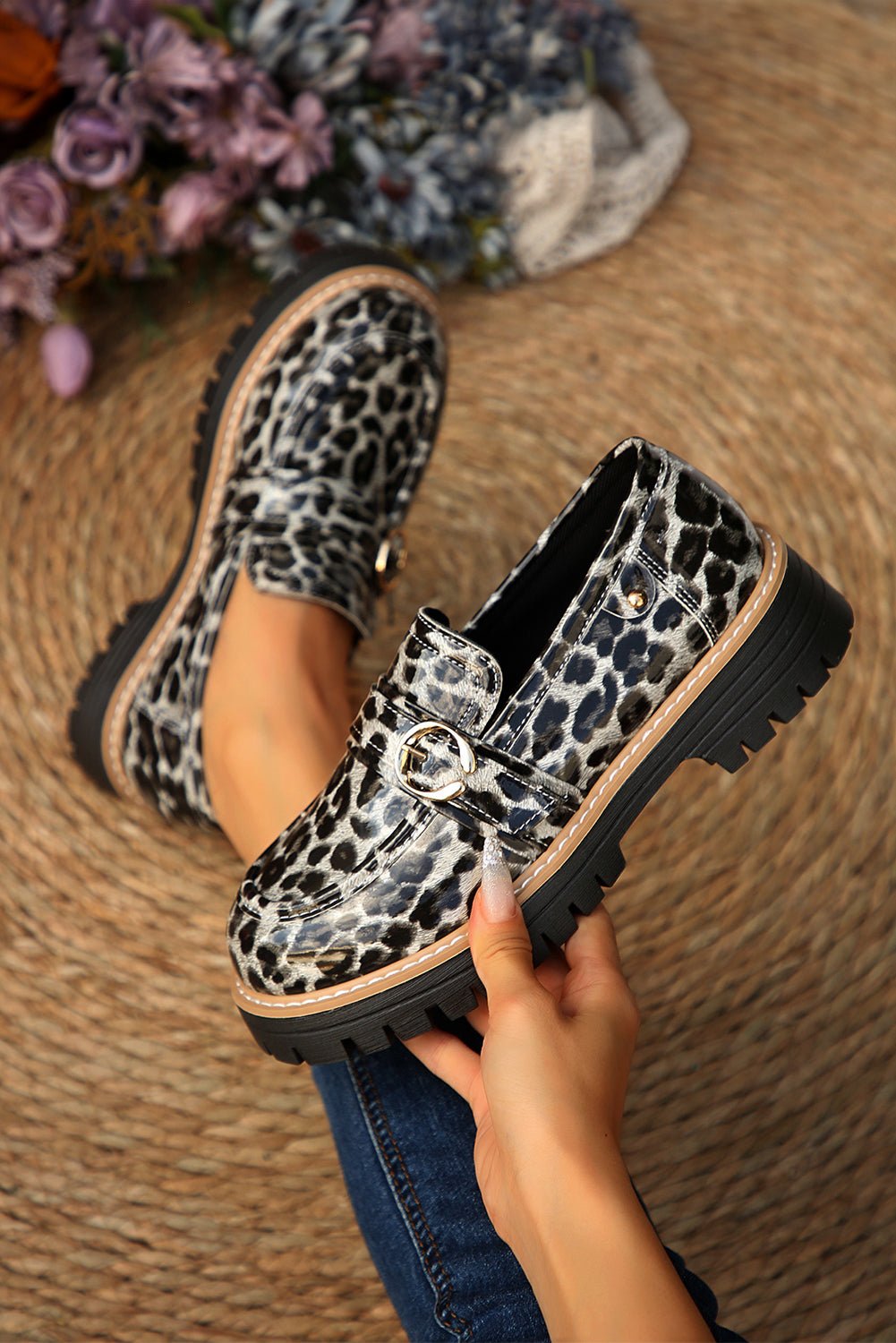 Chestnut Leopard Print Platform Loafers