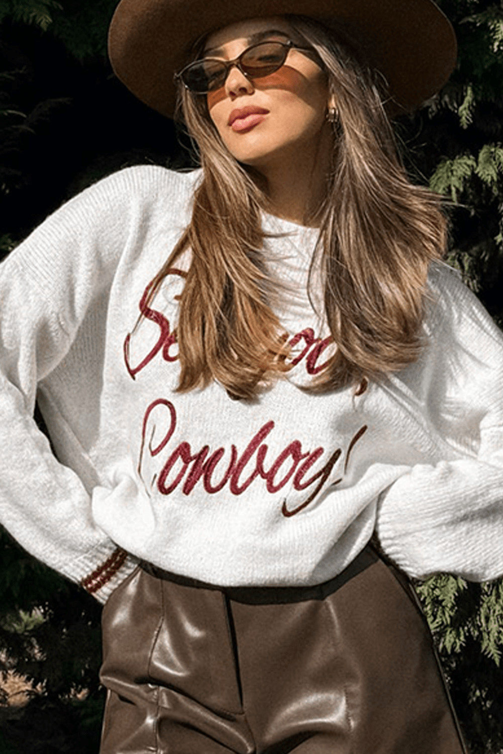 Coffee Letter Embroidered Graphic Sweater