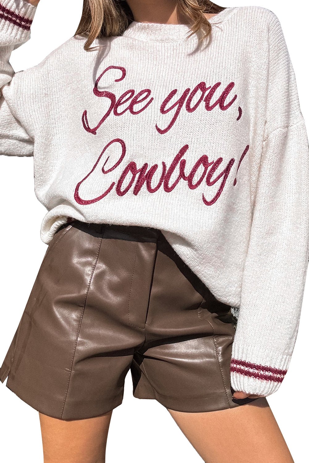 Coffee Letter Embroidered Graphic Sweater