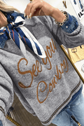 Coffee Letter Embroidered Graphic Sweater