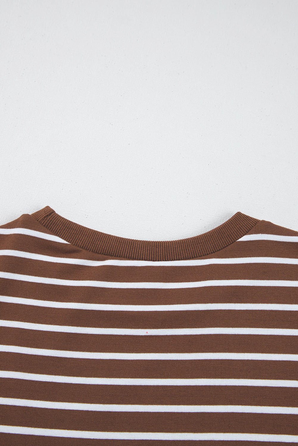 Coffee Striped Long Sleeve Round Neck Loose Fit Sweatshirt