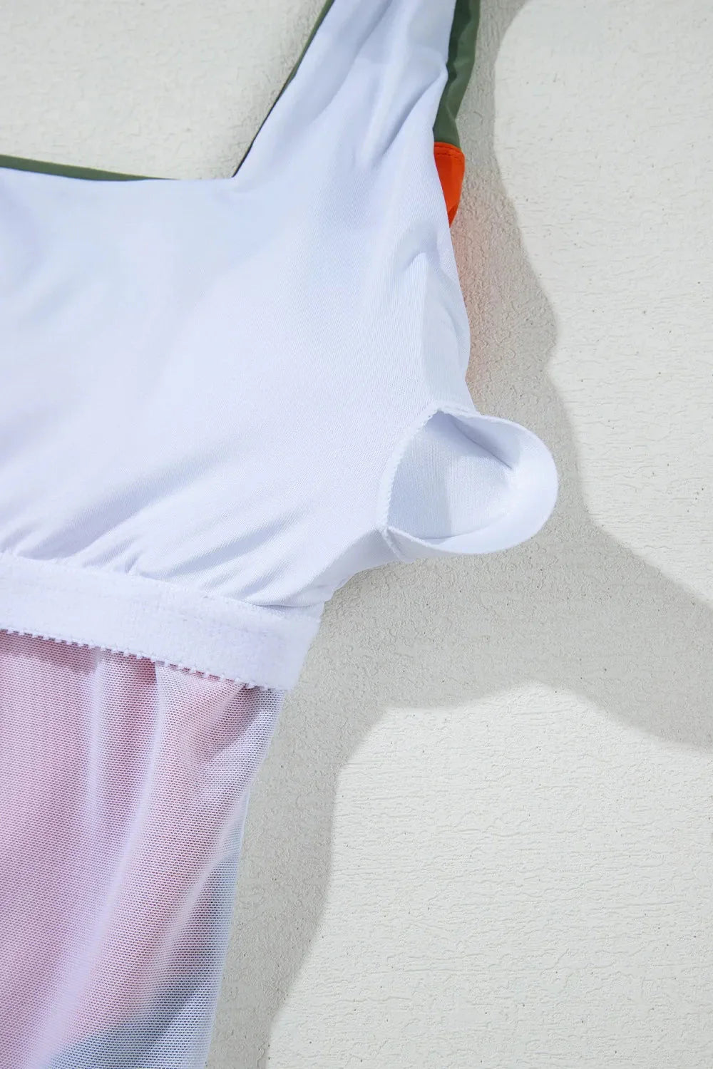 Color Block Padded Square Neck One Piece Swimsuit