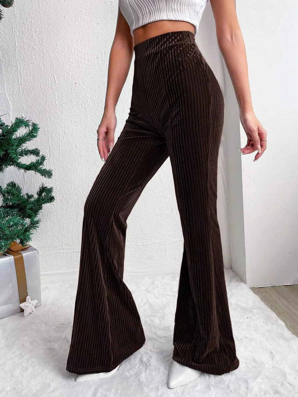 Corduroy High Waist Flare Pants