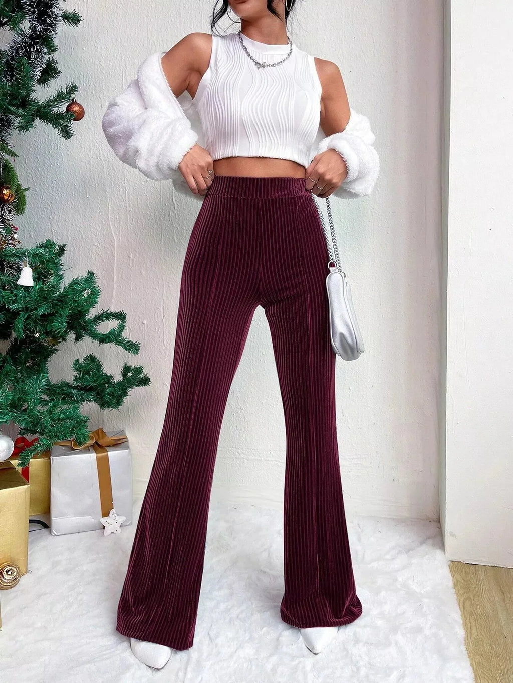 Corduroy High Waist Flare Pants