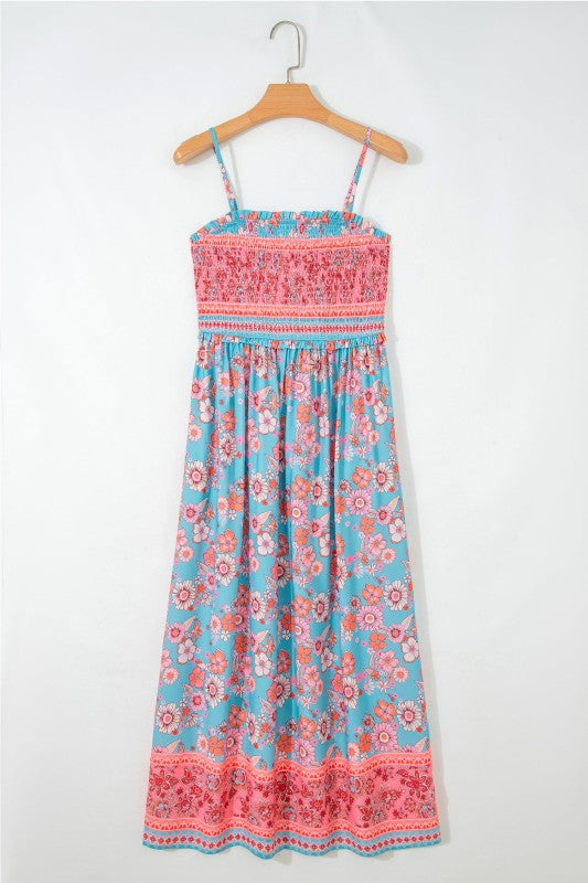 Boho Floral Spaghetti Strap Vacation Maxi Dress