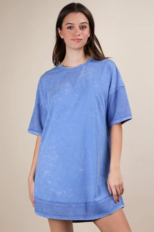 Plus Size Mineral Washed Comfy Casual Knit Mini Dress