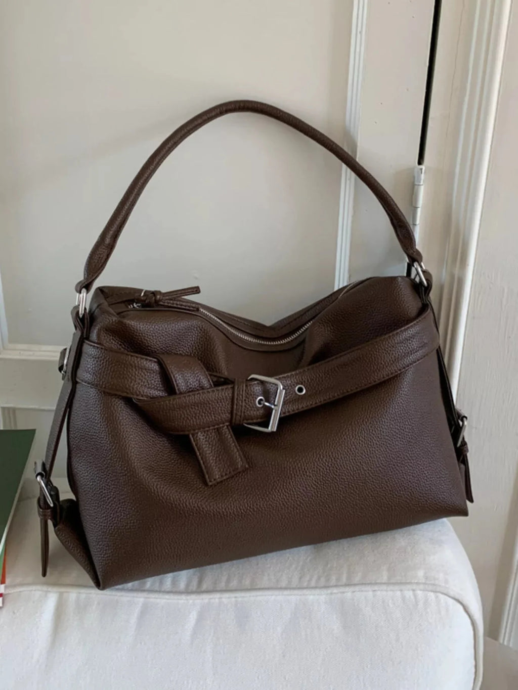 Decor Buckle Leather Shoulder Bag
