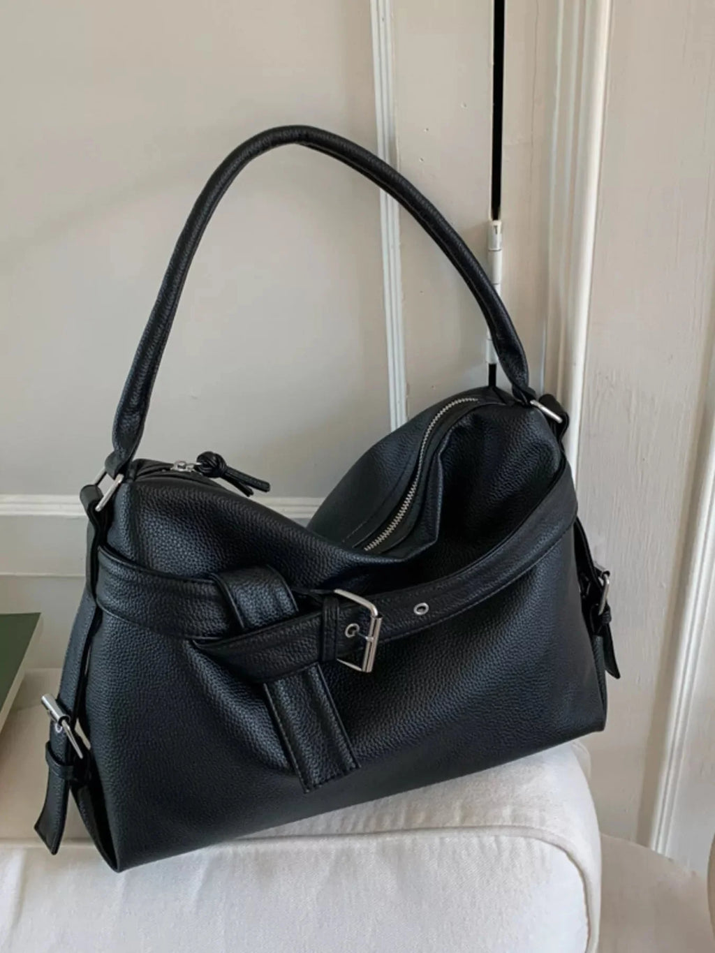 Decor Buckle Leather Shoulder Bag