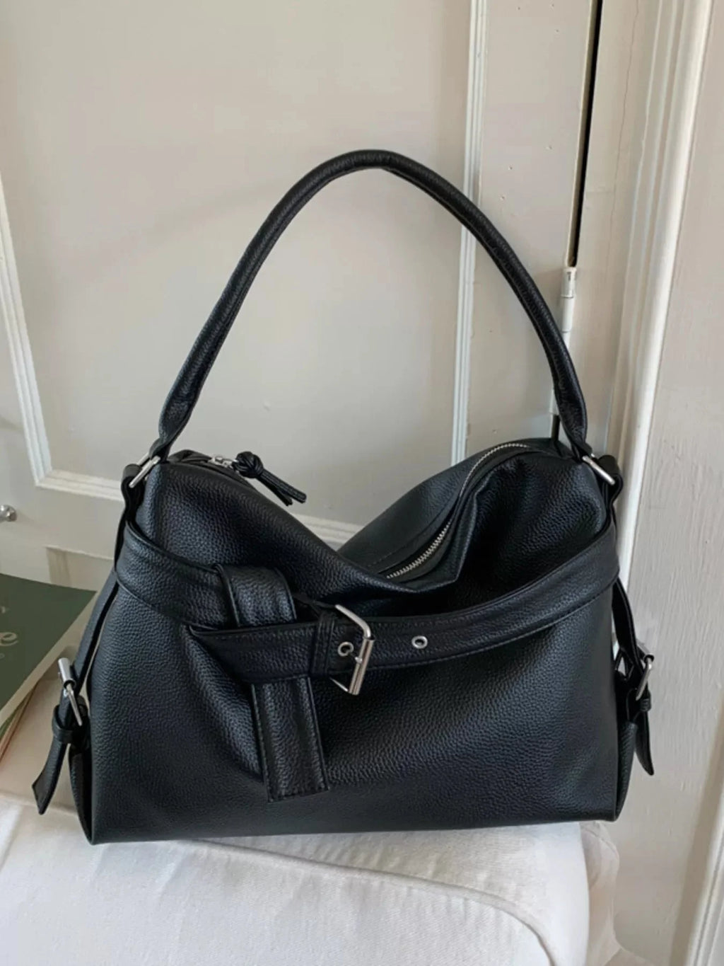 Decor Buckle Leather Shoulder Bag