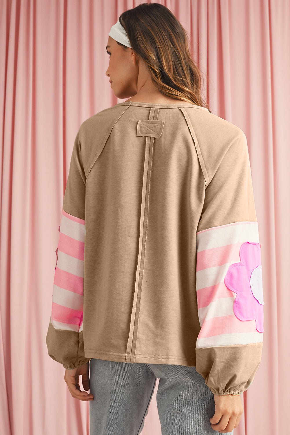 Dune Flower Patchwork Exposed Seam Raglan Sleeve Top
