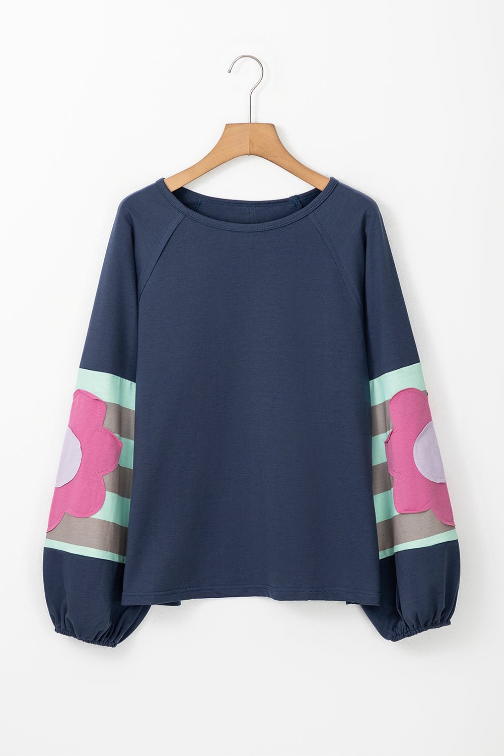 Dune Flower Patchwork Exposed Seam Raglan Sleeve Top