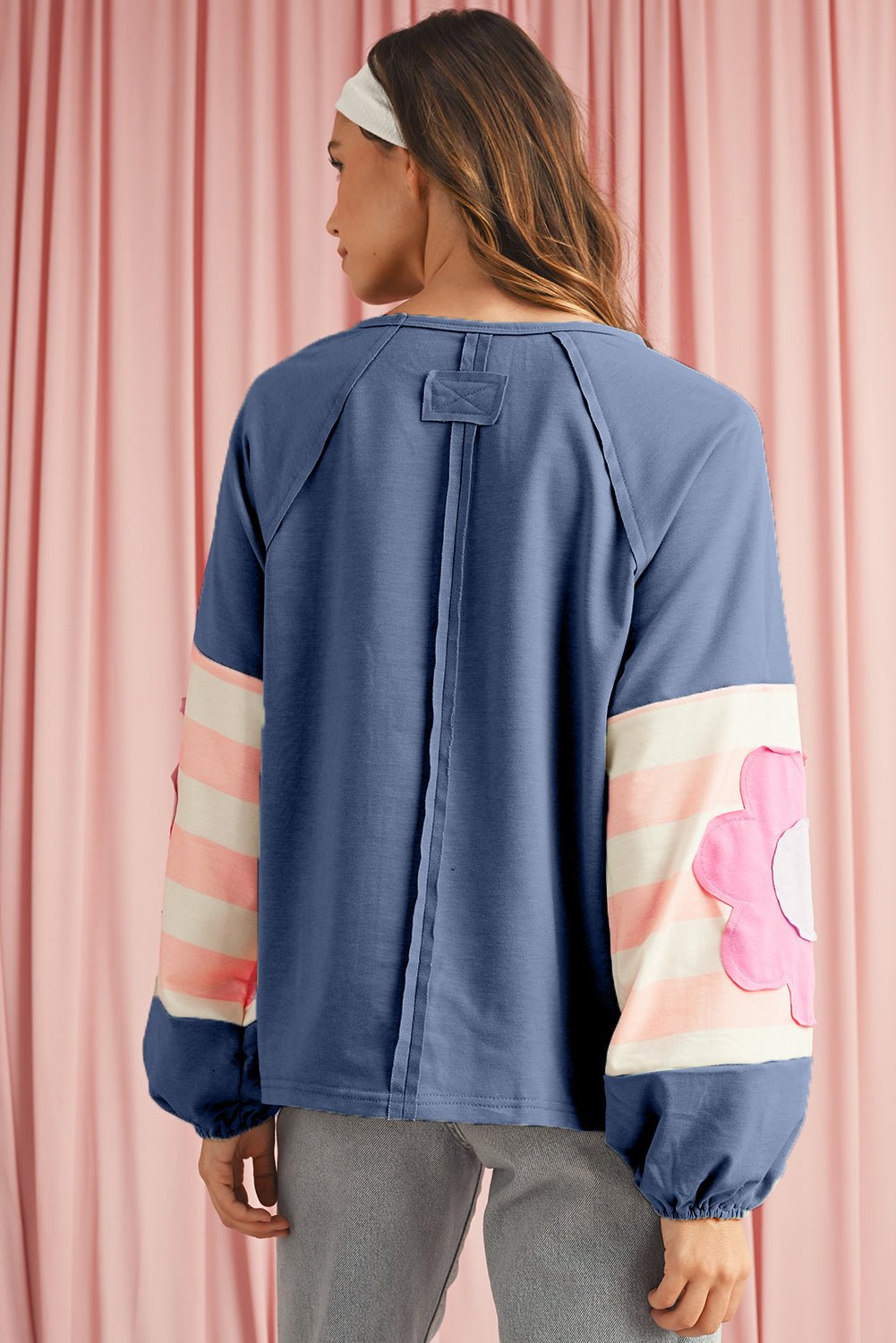 Dune Flower Patchwork Exposed Seam Raglan Sleeve Top