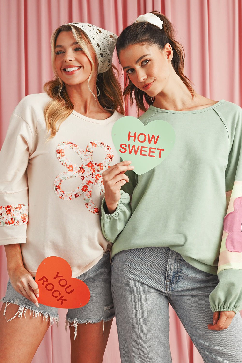 Dune Flower Patchwork Exposed Seam Raglan Sleeve Top