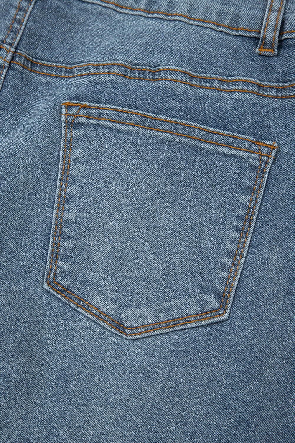 Dusk Blue Buttoned High Waist Piping Trim Flared Jeans
