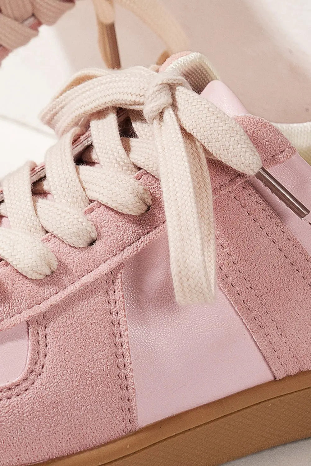 Dusk Blue Two Tone Suede Patched Lace Up Sneakers