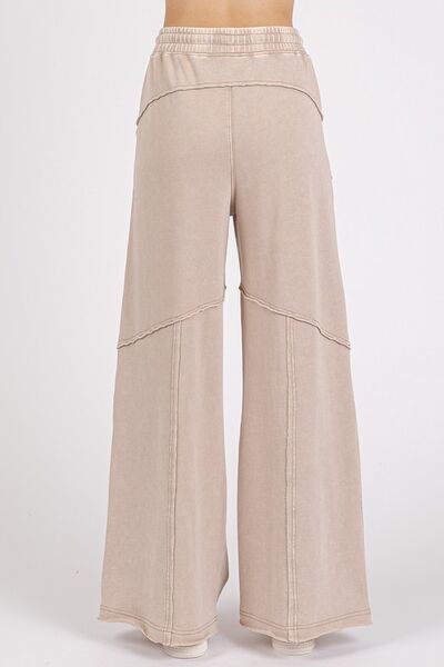 Asymmetric Seam Mineral Wash Elastic Waist Pants