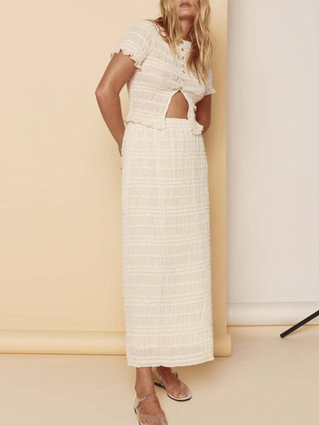 Boho Chic Smocked Top and Maxi Skirt Set
