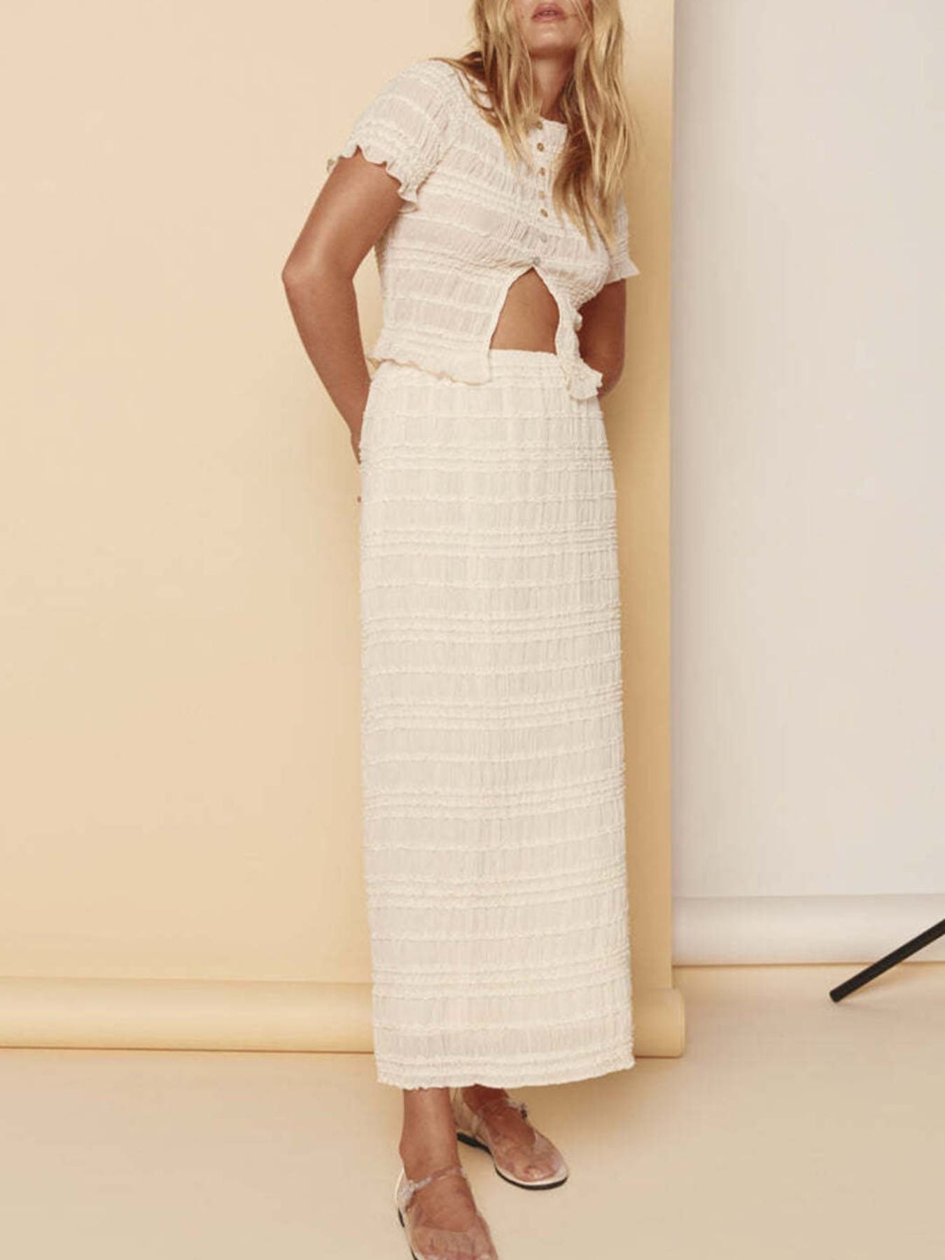 Boho Chic Smocked Top and Maxi Skirt Set
