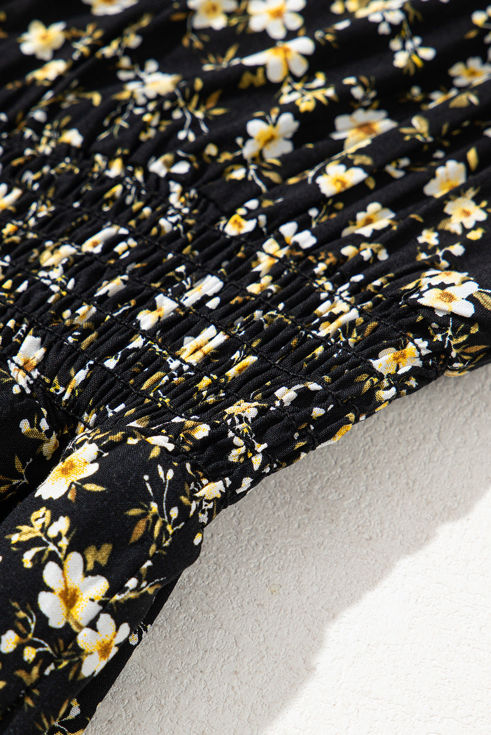 Black Floral Print Wrap V Neck Short Sleeve High Waistband Mini Dress