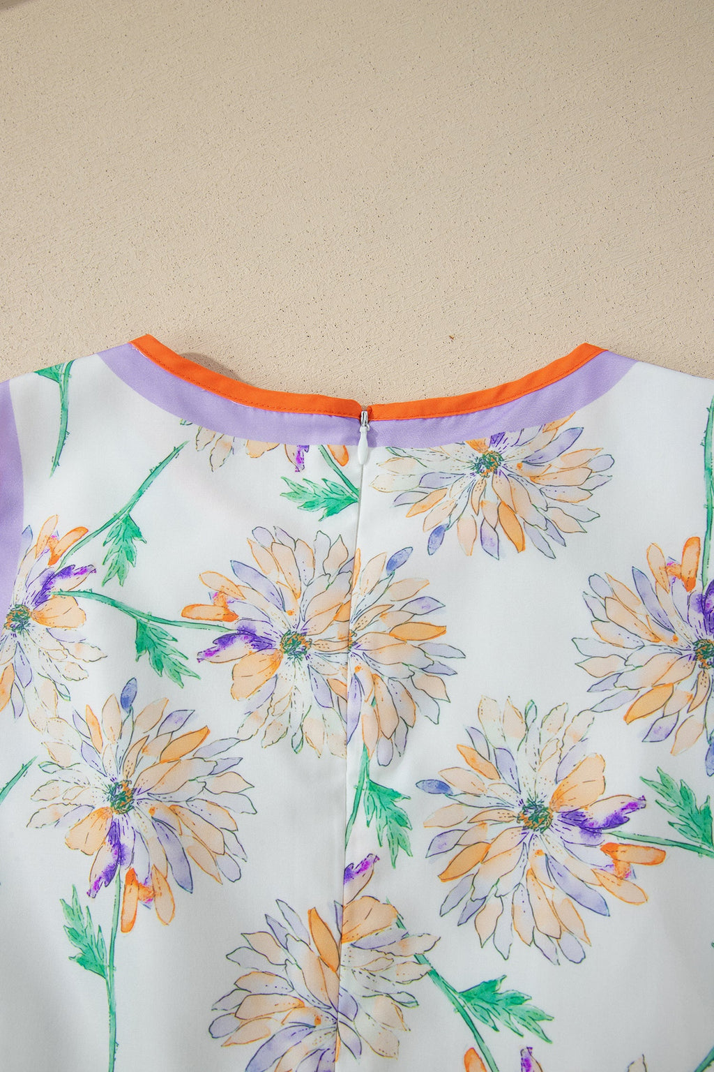 White Floral Print Color Block Trim Belted Sleeveless Maxi Dress