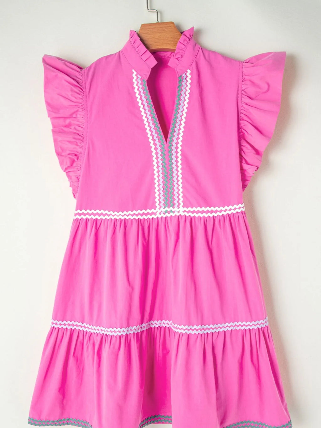 Colorblock Flutter Sleeve Tiered Dress