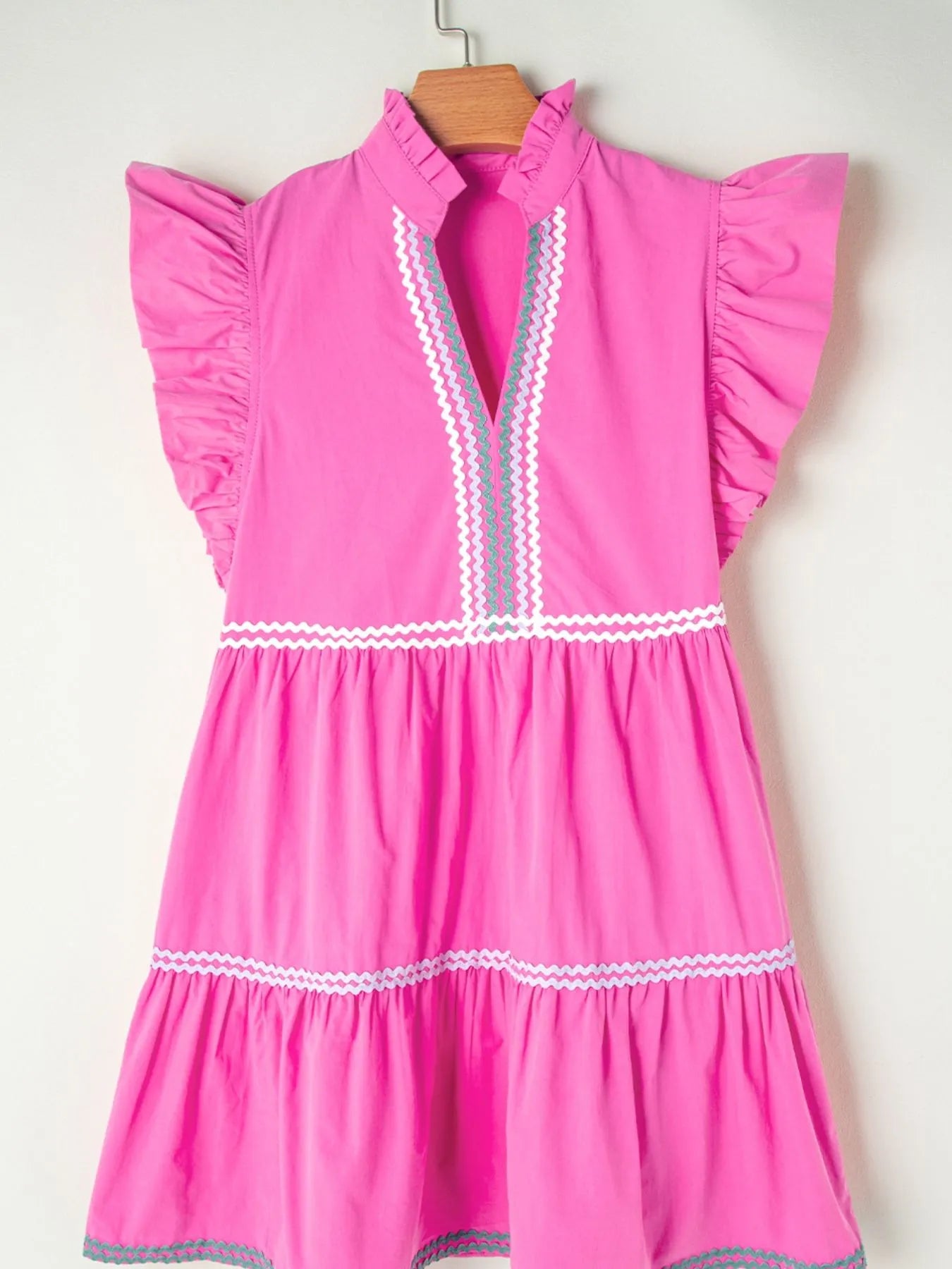 Colorblock Flutter Sleeve Tiered Dress