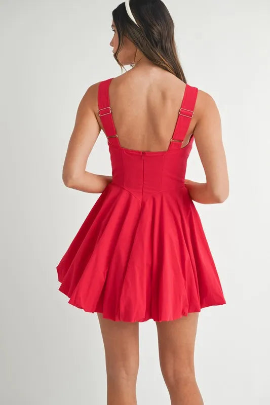Square Neckline Bubble Mini Dress