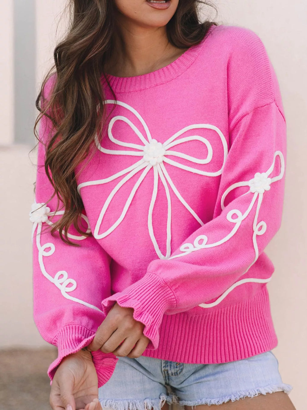 Ribbed Hem Long Sleeve Sweater
