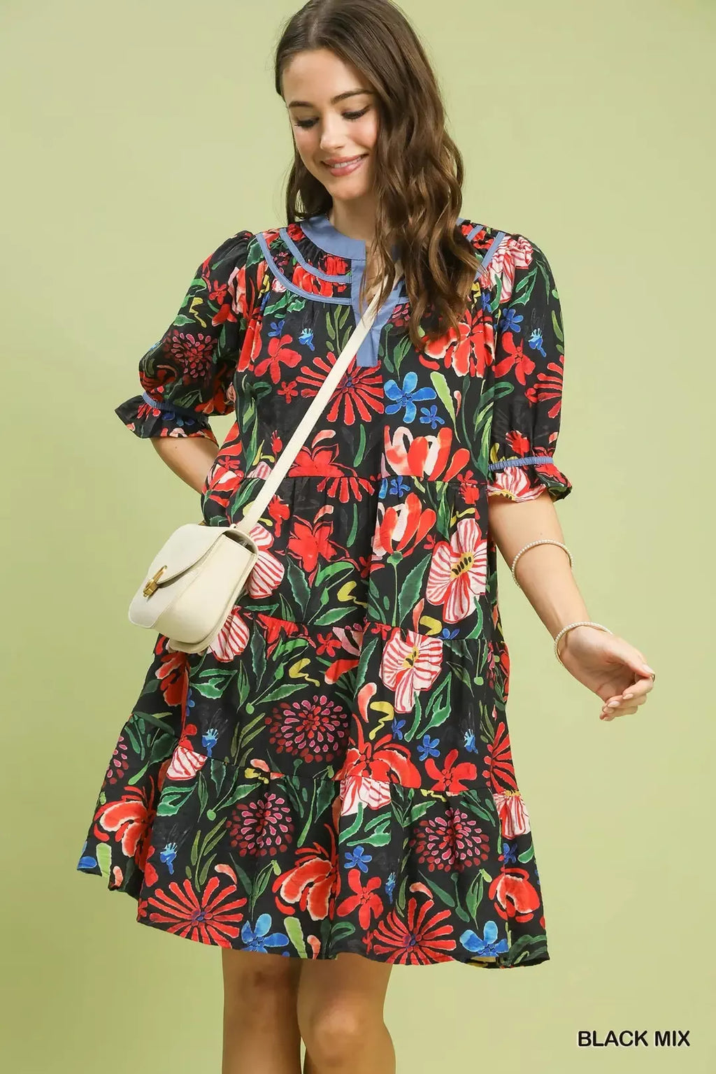 Floral Tiered Puff Sleeve Dress