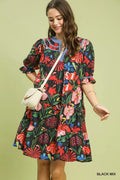Floral Tiered Puff Sleeve Dress