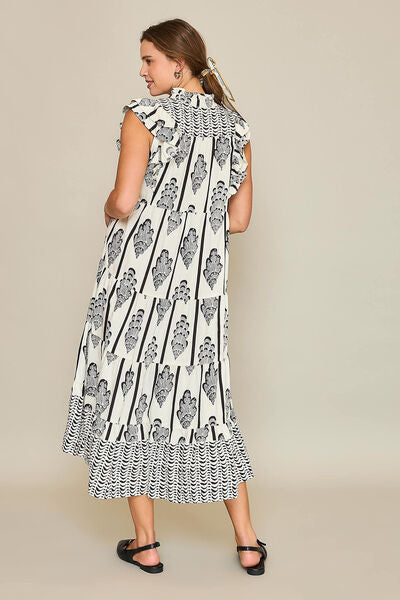 Full Size Boarder Print Midi Dress Plus Size