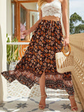 Floral Print Slit Skirt