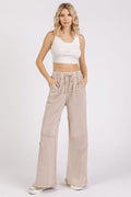 Asymmetric Seam Mineral Wash Elastic Waist Pants