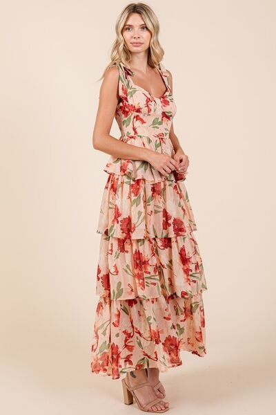 Floral Sweetheart Neck Maxi Dress