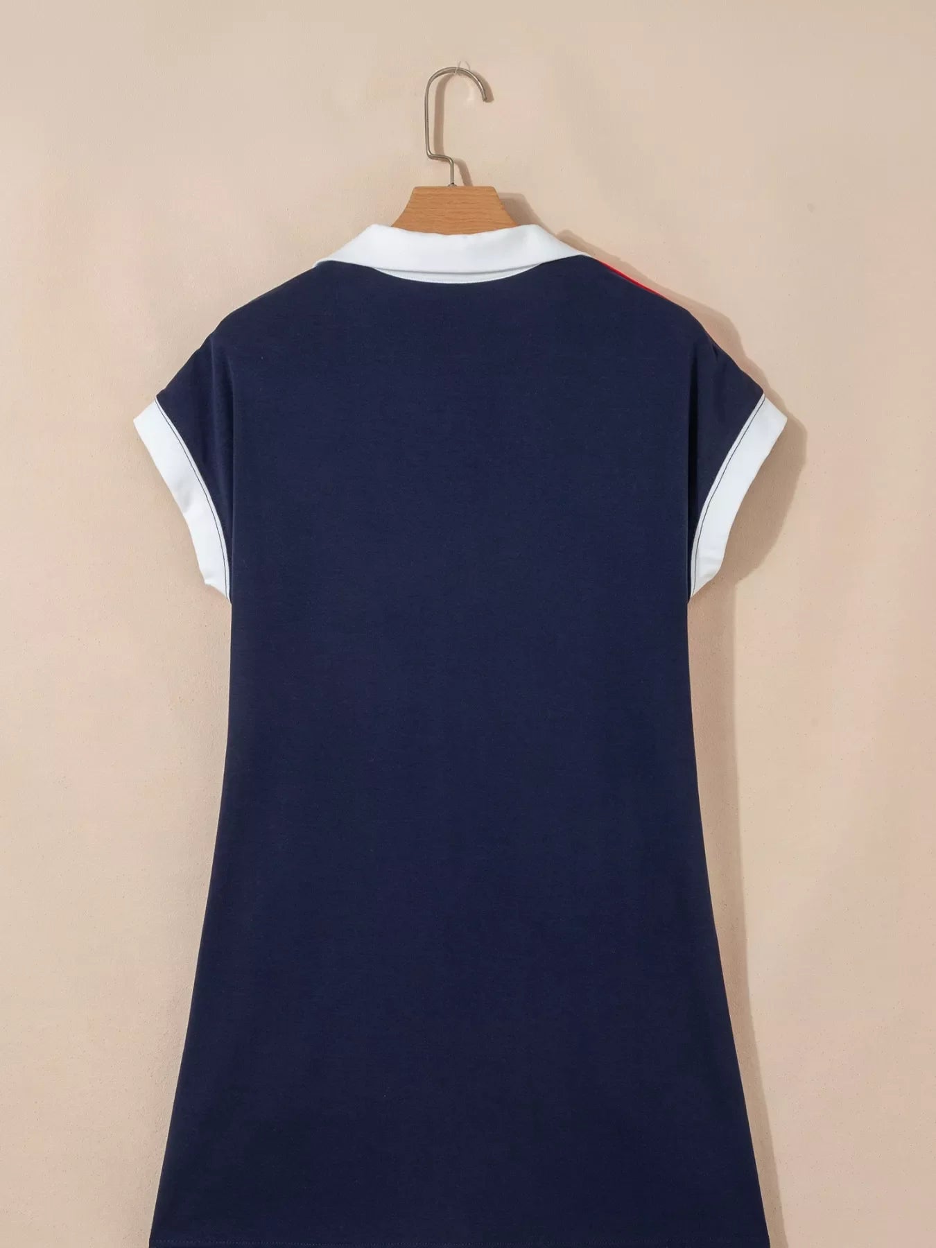 Colorblock Stripes Zip up Collared T Shirt Mini Dress