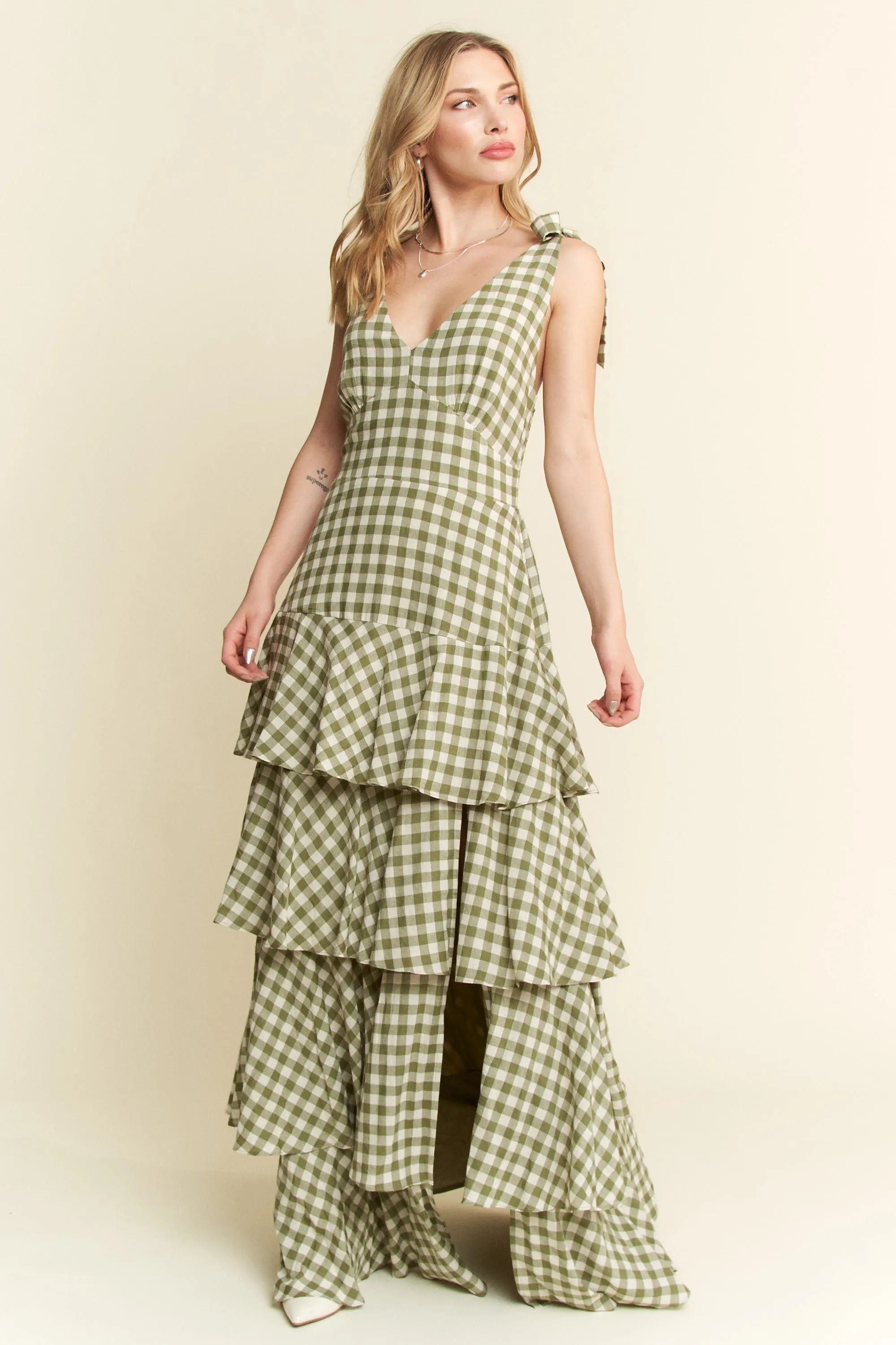 Gingham Tiered Maxi Dress