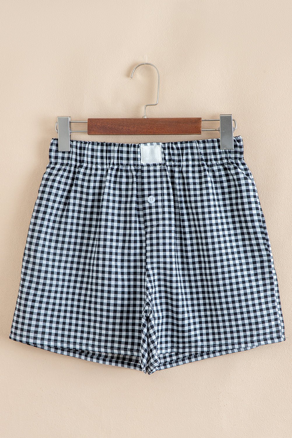 Fern Green Vintage Plaid Print High Waisted Loose Wide Leg Shorts