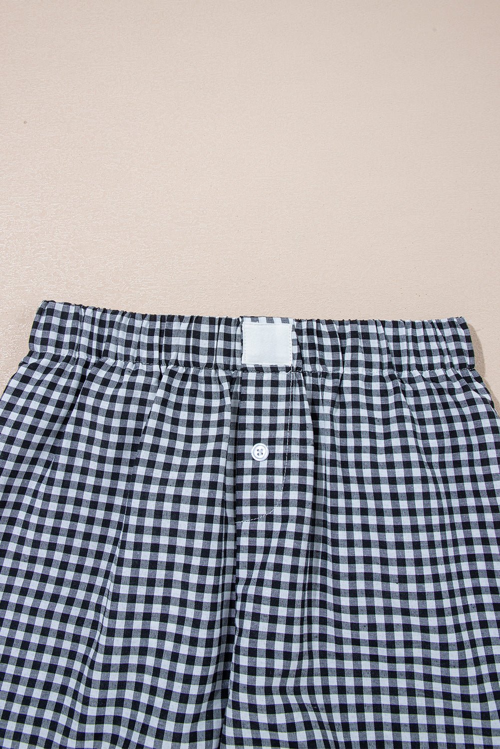 Fern Green Vintage Plaid Print High Waisted Loose Wide Leg Shorts