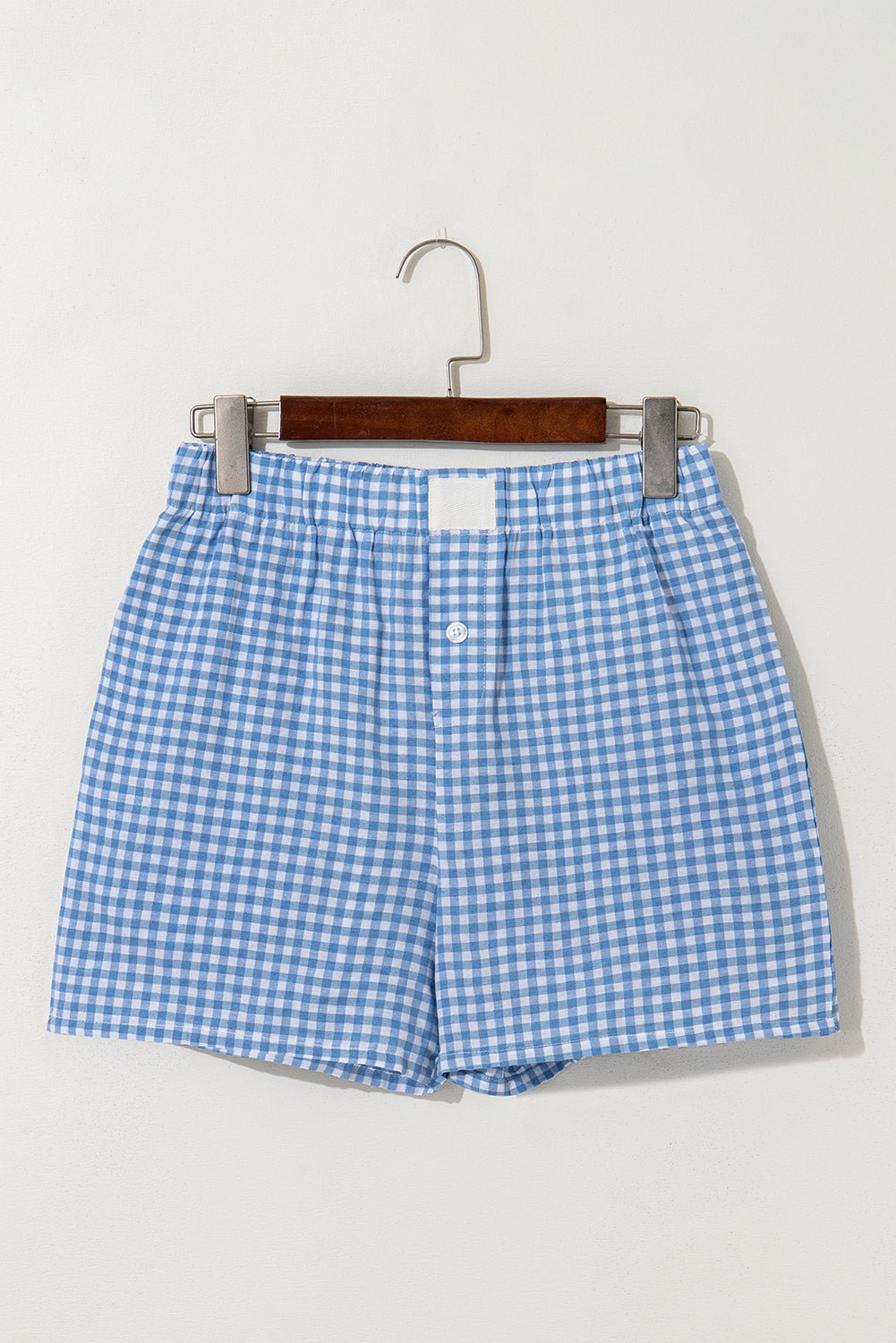 Fern Green Vintage Plaid Print High Waisted Loose Wide Leg Shorts