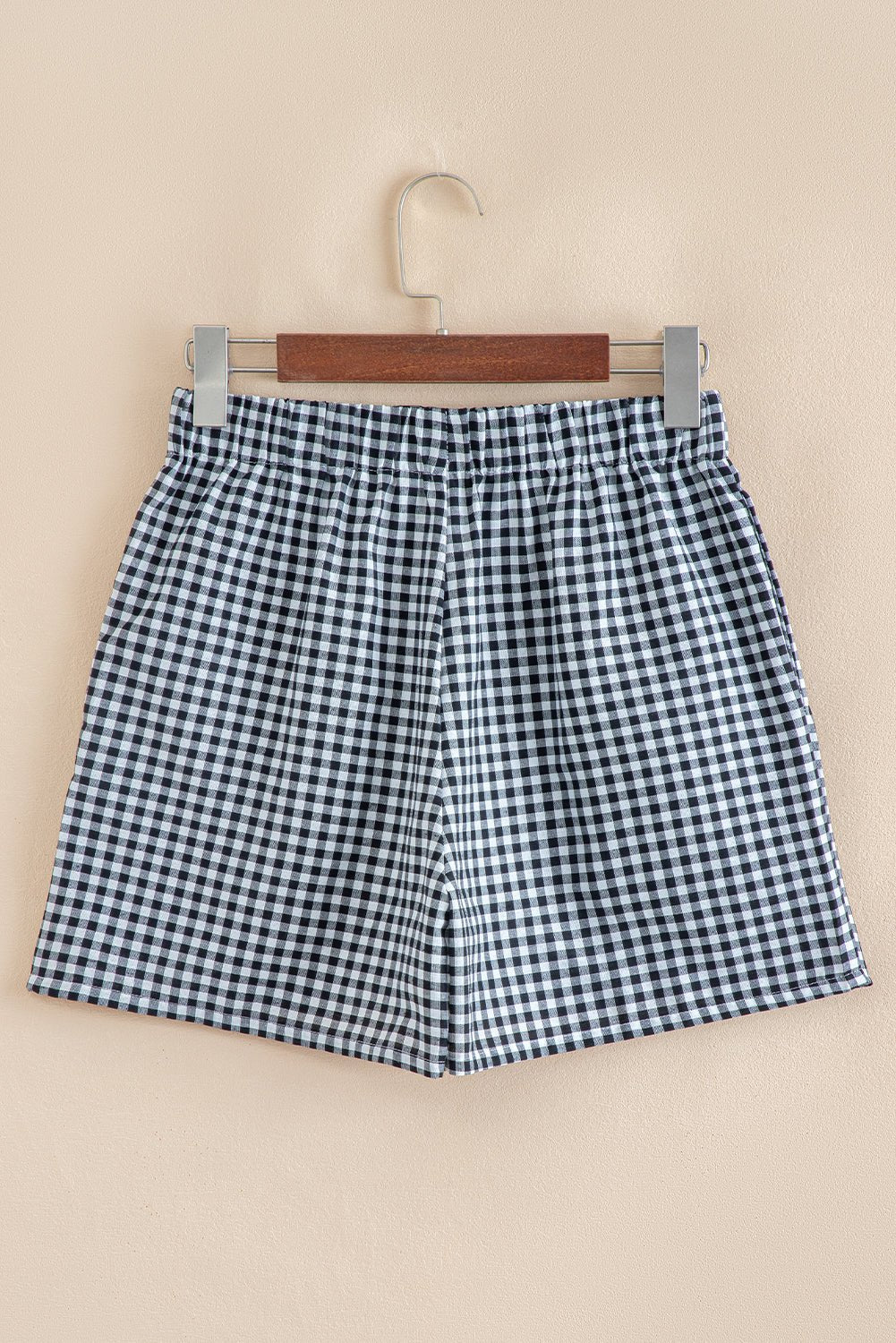 Fern Green Vintage Plaid Print High Waisted Loose Wide Leg Shorts