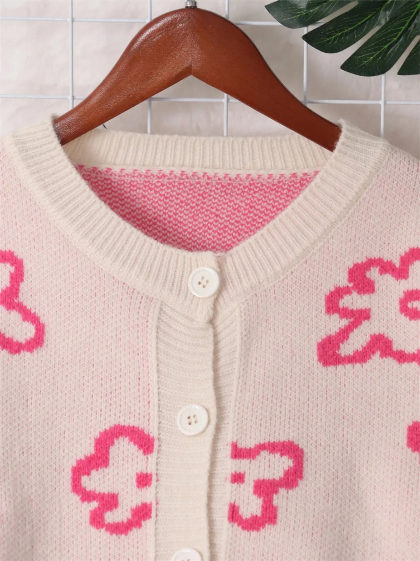Floral Pattern Button-Up Cardigan