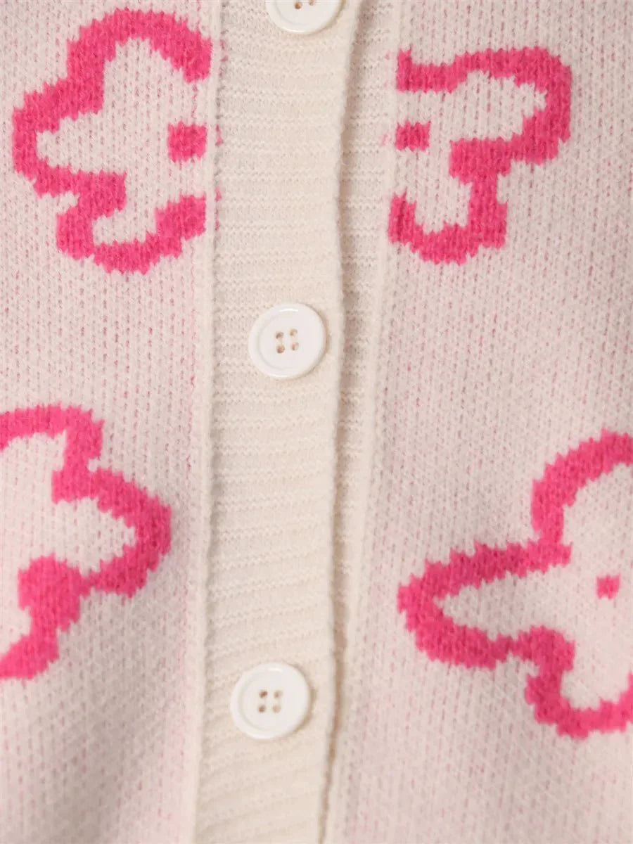 Floral Pattern Button-Up Cardigan