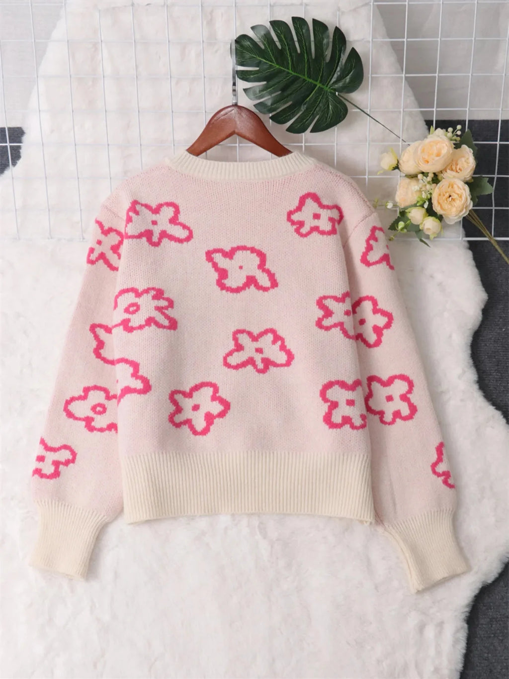 Floral Pattern Button-Up Cardigan