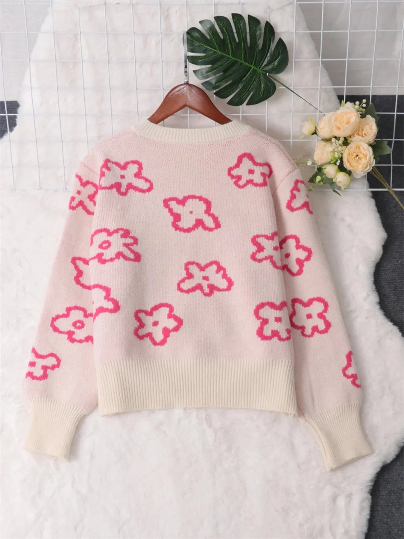 Floral Pattern Button-Up Cardigan